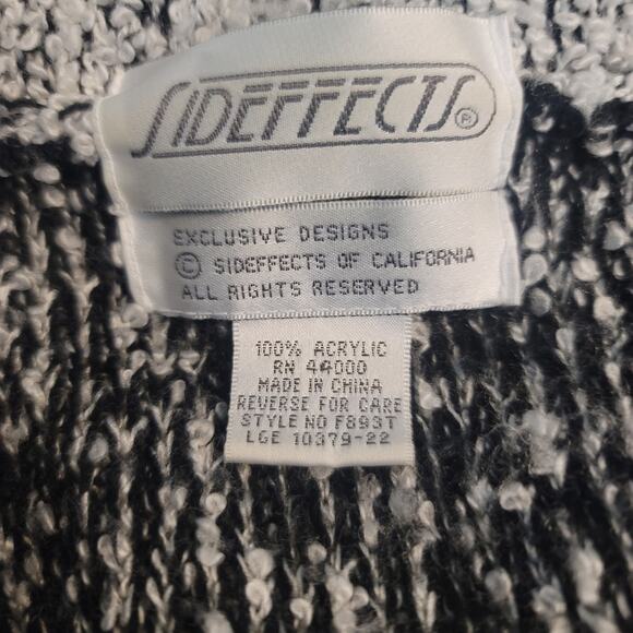 SIDEFFECTS Vintage White Black Long Cardigan Sweater With Pockets L - Picture 4 of 4
